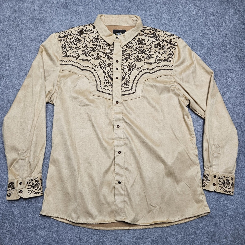 White Diamond Boots Floral Embroidered Western Shirt XXL‎